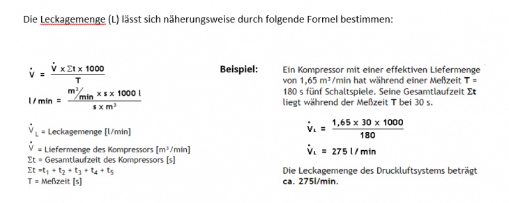 Bespielrechnung Leckagemenge Bespielrechnung Leckagemenge
